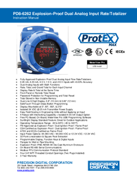 Thumbnail of document Manual - PD8-6262 ProtEX-MAX Explosion-Proof Dual Analog Input Flow Rate/Totalizer